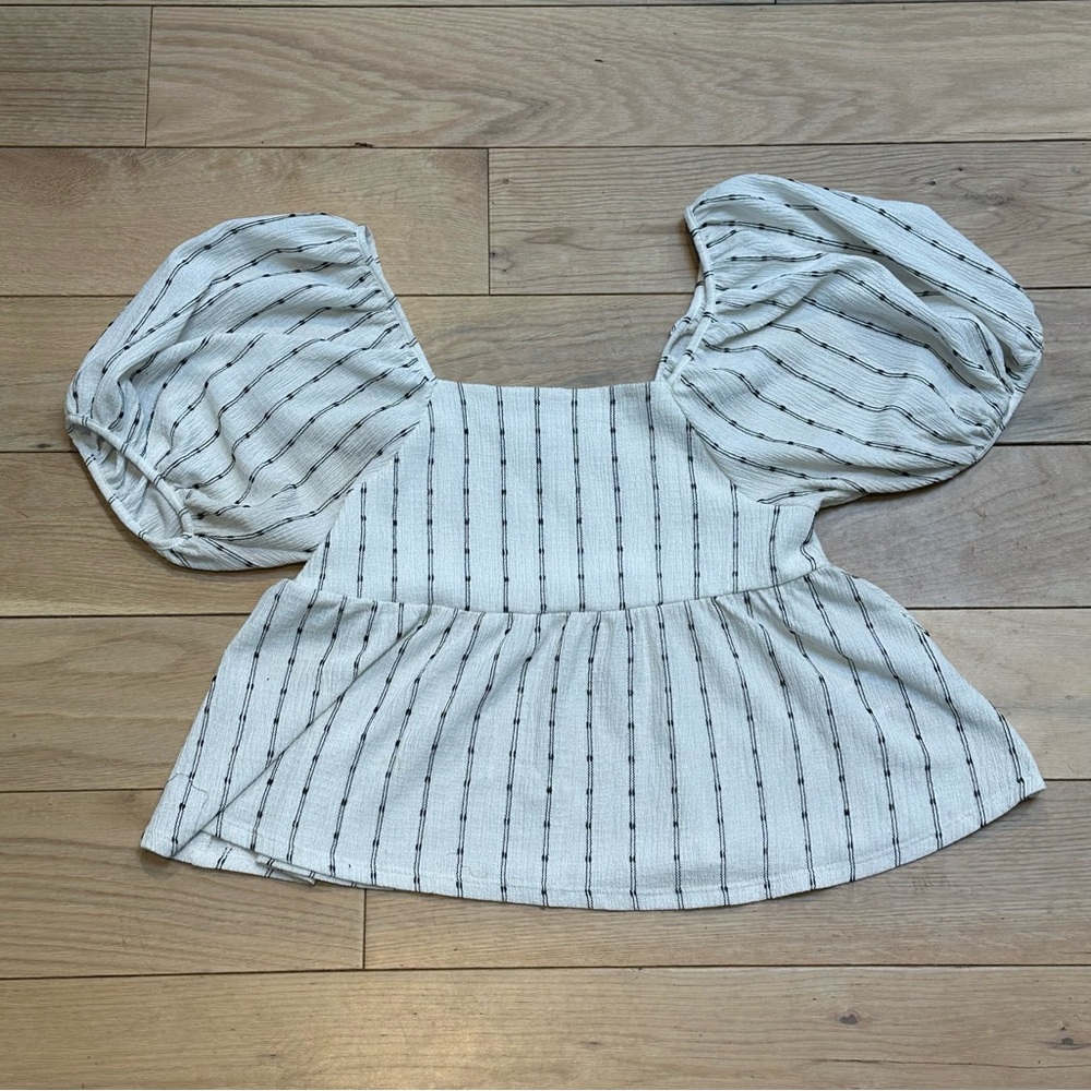 Madewell Puff Sleeve Peplum Blouse